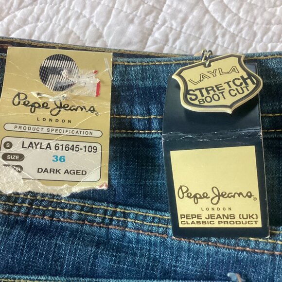 NWT Y2K Vintage Pepe London Jeans Women's US Size 36x32 Flare Layla Style Bootcu - Picture 9 of 16
